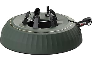 Krinner Christmas Tree X-12 Deluxe - Green Tree Stand - Original Single Cable Operation, Holds up to 12 ft Live Trees - Foot Pedal Setup & Water Reservoir with Level Indicator - German Made