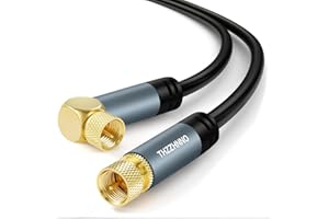 Thzzhnno TV Aerial F-Type Connector Coaxial Cable 3.3FT, 90 Degree Angled to Straight Male Cord, Coax Cable for HDTV, CATV, DVB-T2/C/S, Cable Modem, Radio, Satellite Receivers