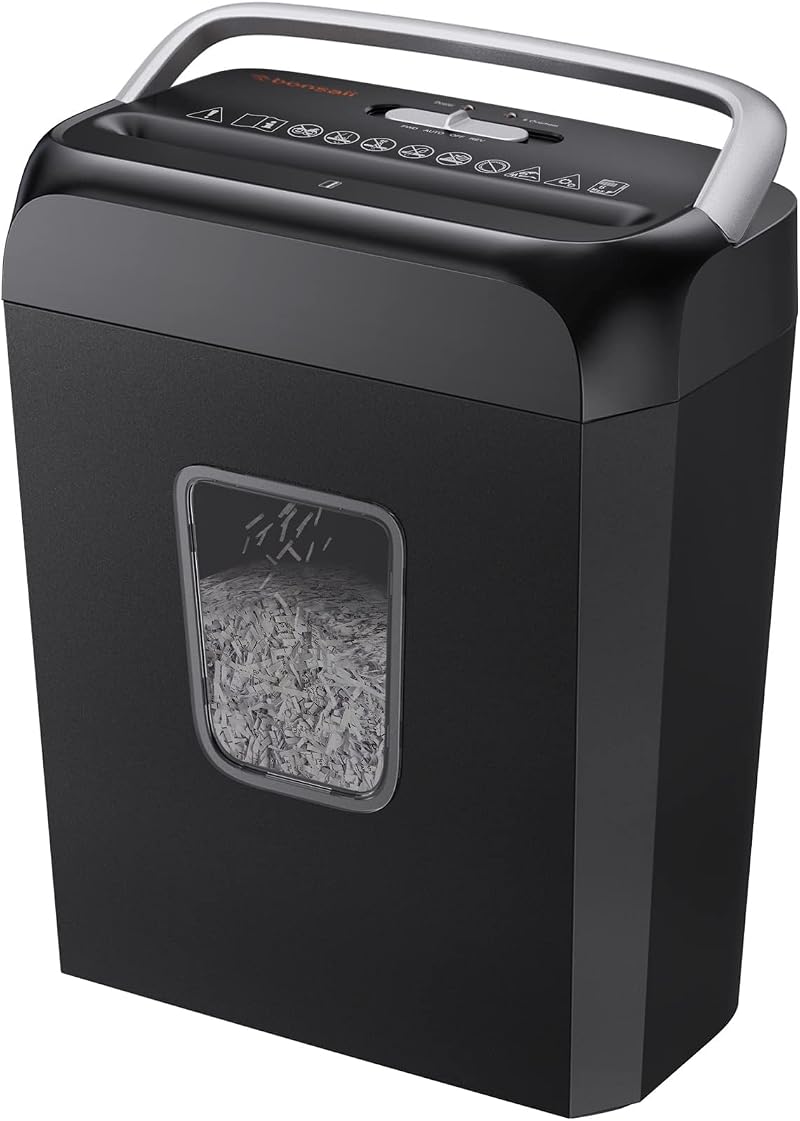 Bonsaii 6 Sheet Cross Cut Shredder C237-B Upgrade 13L 5x14mm 3min