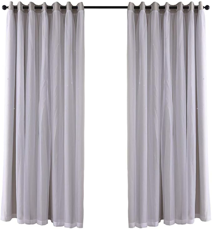 Verdunkelungsvorhänge Hohlstern-Schlafzimmervorhänge Einfarbige