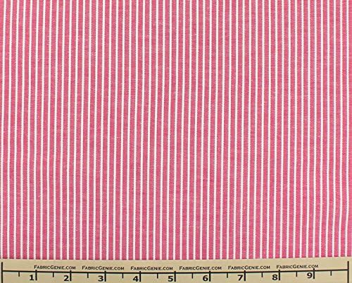Fuschia Pencil Stripe Stretch Cotton Poplin Shirting Fabric