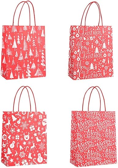 Addobbi Natalizi Di Carta.Jujia 4pz Sacchetti Di Carta Natale Con Maniglia Rosso Verde Argento Sac Carta Regalo Decorazioni Natalizie Sacchetto Regalo Sacchetti Regalo Natale Borse Di Carta Addobbi Natalizi Per La Casa Amazon It Abbigliamento