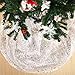 Deconovo Tree Skirt Sparkling DIY Sheer Organza Fabric Shiny for Festival Wedding Birthday Party Decorations and Tablecloth, 59W x 118L, White Silver Willow