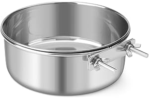 Reshiho Dog Bowl Stainless Steel Pet Hanging Food Water Bowl Cage Feeding Cup Feeder for Dogs Cats Rabbits Birds Small Animal (X-Large)