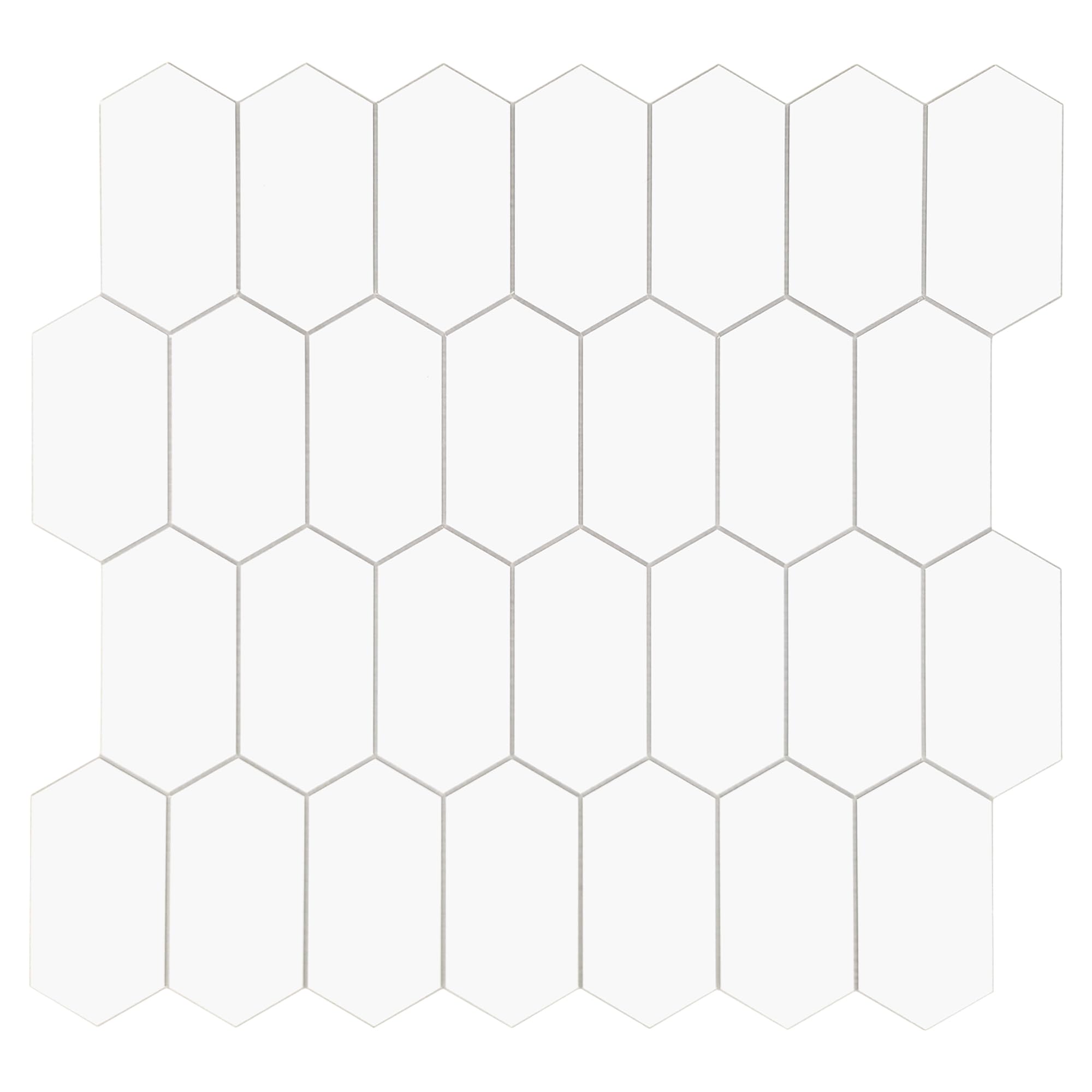 Photo 1 of The Tiles Plaza 10-Sheet Peel and Stick Backsplash, White Long Hexagon Self Adhesive Wall Tile, Stone Composite Stick On Decorative Mosaic Tile for Kitchen Bathroom Fireplace
