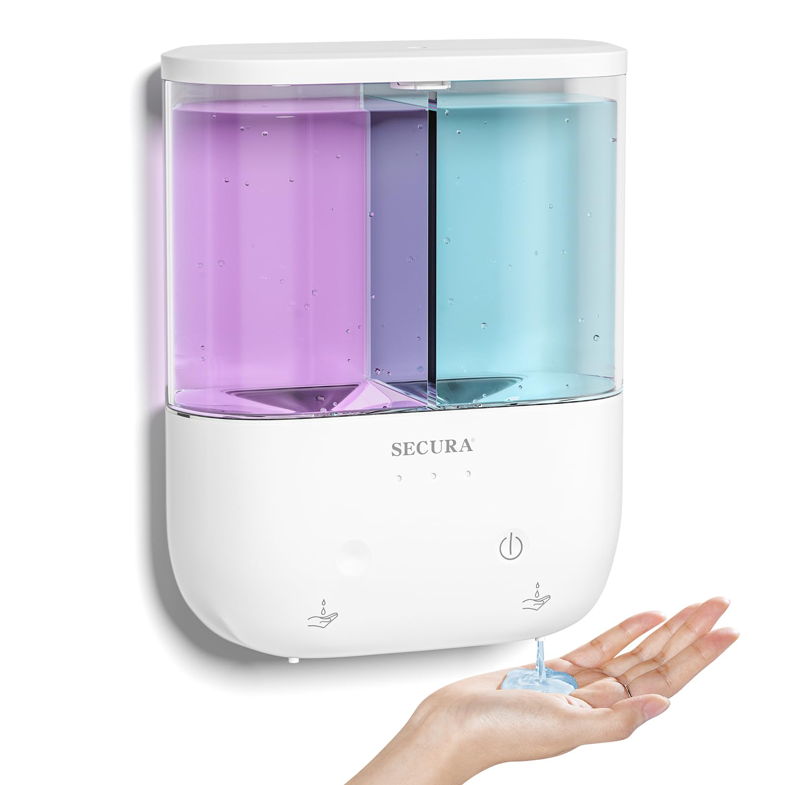 Photo 1 of Secura Brands Touchless Wall Mounted Dual Automatic Soap Dispenser – 2 x 17 fl oz. Chambers Rechargeable Liquid Soap Dispenser Prefect for Bathroom & Kitchen