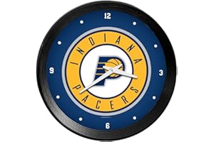 The Fan-Brand NBA Indiana Pacers: Ribbed Frame Wall Clock- Sports Decor for Home, Game Room, Fan Cave & Garage - USA Made
