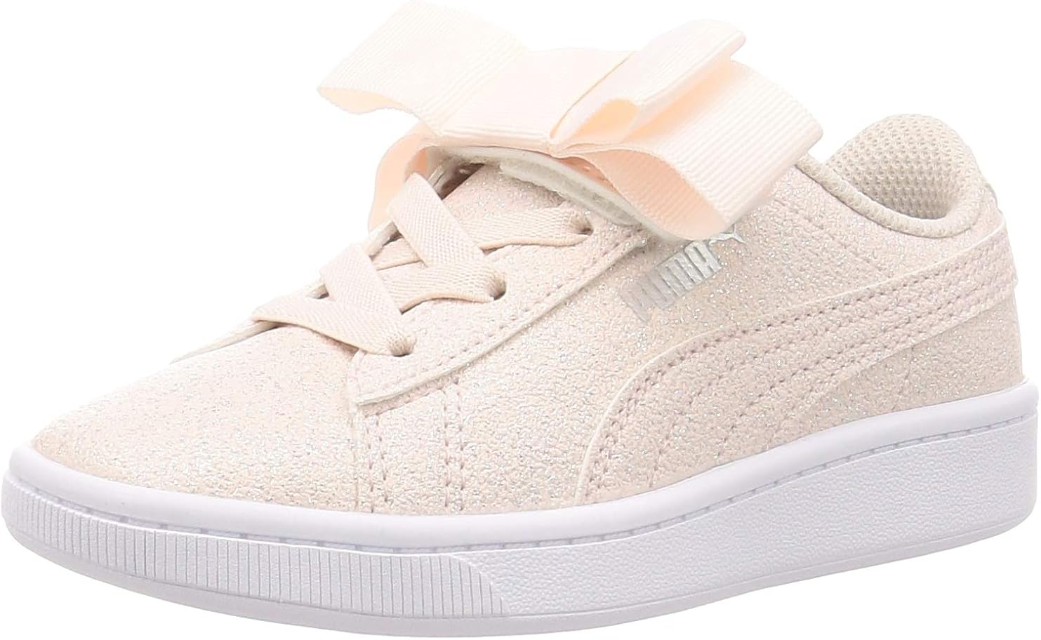 pink puma trainers with ribbon