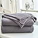 Longhui bedding Dark Grey 100% Cotton Lightweight Cable Knit Throw Blanket for Couch Sofa Bed Home Decorative, Bonus Laundering Bag, Dark Gray 50“ x 60”, Machine Washable