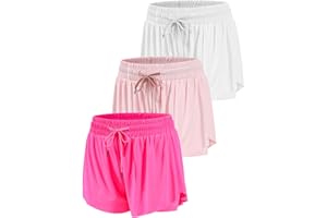 Mexholin 3 Packs Girls Butterfly Shorts 2 in 1 Girls Athletic Shorts Youth Flowy Shorts for Active, Running,Basketball
