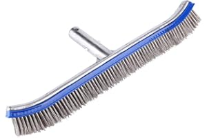 Heavy Duty 18inch Wire Algae Brush, Swimming Pool Stainless Steel Broom Head Bristles Bottom Walls Tiles & Floors Cleaning Su