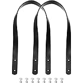 MECCANIXITY 2pcs 24 Inch (60cm) PU Leather Purses Straps Handbag Belt Band Bag Handle for Purse Wallet Tote Making, Black