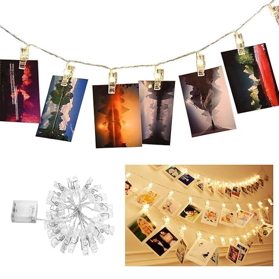 ANKEY LED Foto Clip Lichterkette,20 Photo Clips 2,2 Meter/7,21 Füße Stimmungslichter mit Acht Mode Schalter für Party, Weihna