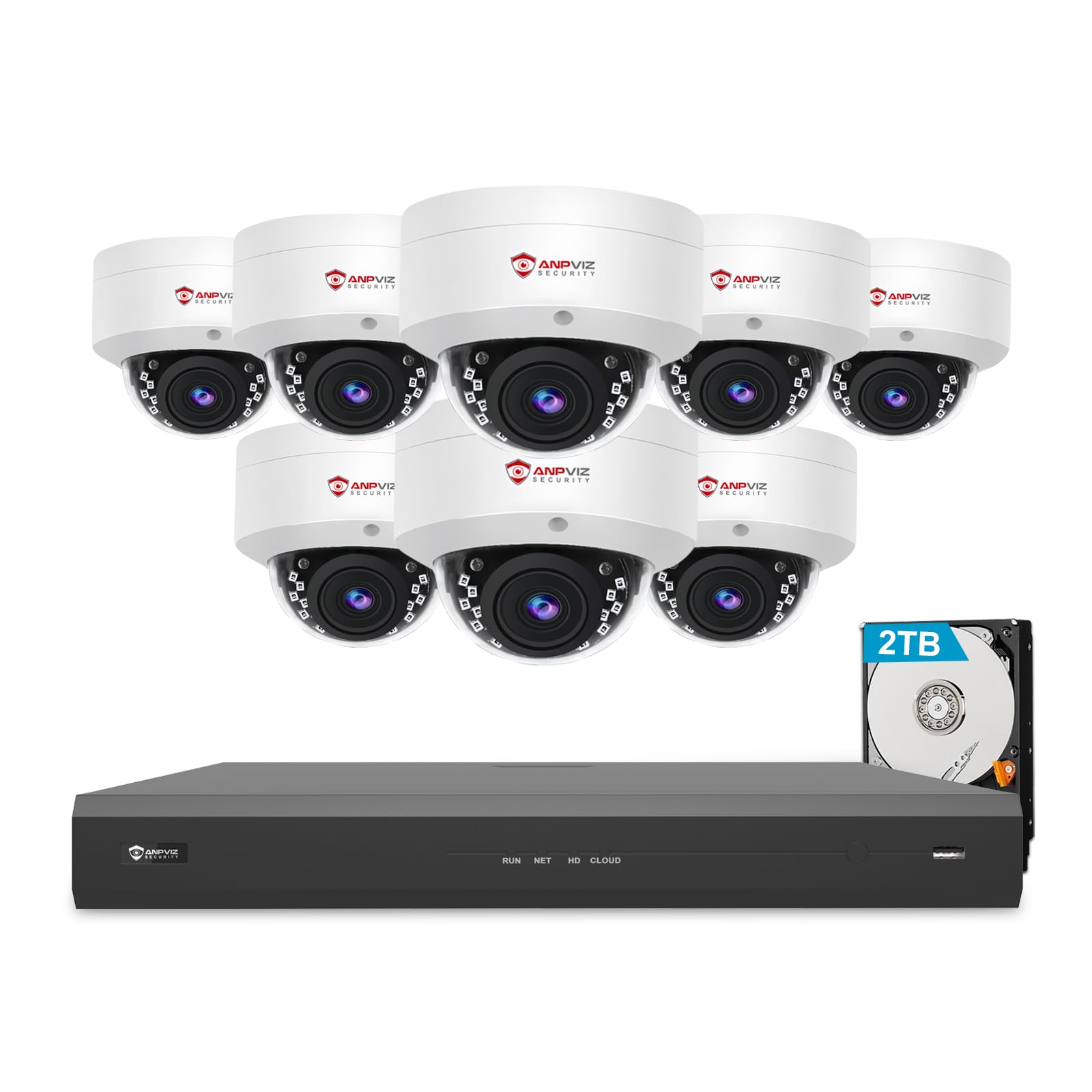 Anpviz 8CH 6MP PoE Security Camera System, 8pcs 6MP Wired PoE IP Cameras with Audio, IR Night Vision, Human Vehicle Detection, 4K/8MP 8CH NVR with 2TB HDD for Business Home (U Series)