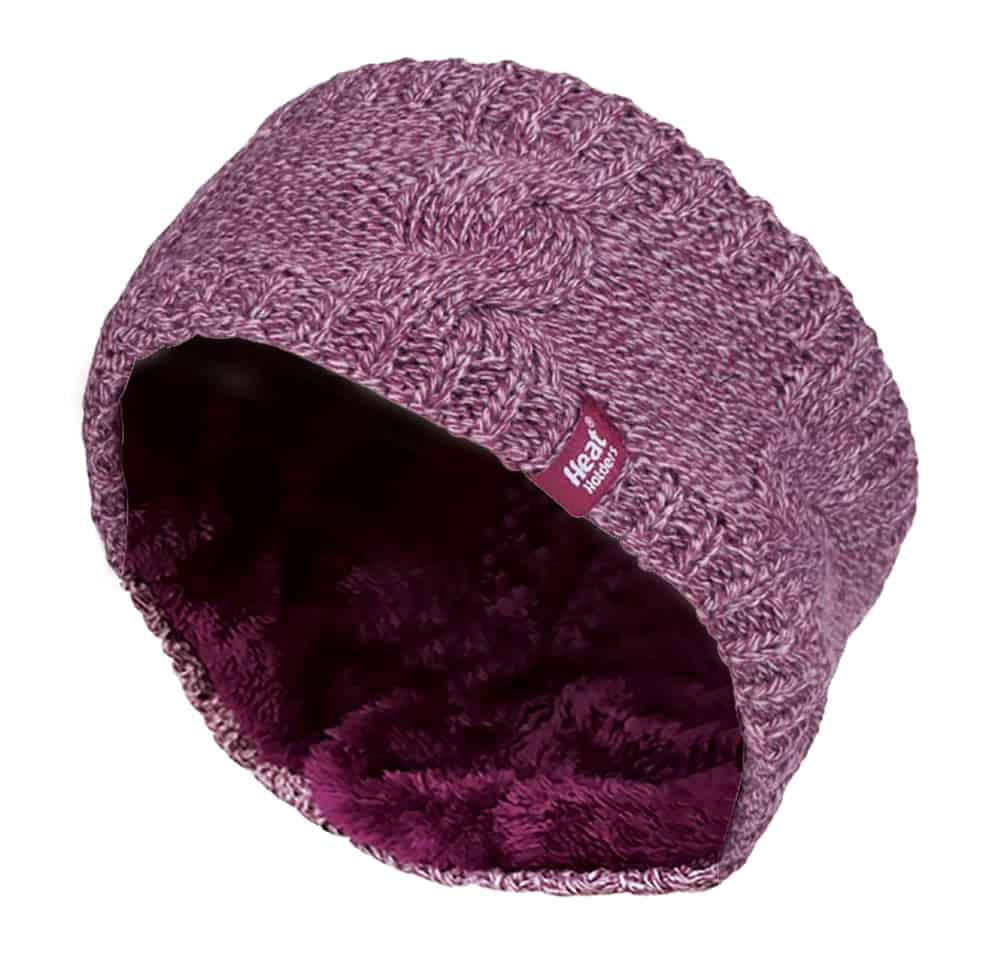 Heat Holders - Ladies Thick Cable Knitted Fleece Lined Thermal Winter Empty Skull Ear Warmer Headband (One Size, Rose) โ image 1