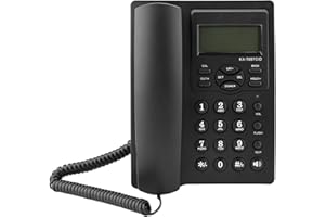 Yinhing Corded Telephone with Speakerphone LCD Display Semi Hands Desktop Phone with Noise Cancelling 3-Group Alarms 1-99 Hou