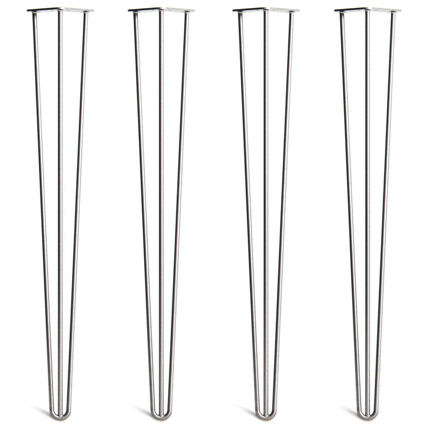 [HLC] 4 x Hairpin Table Legs – Superior Double Weld Steel Construction With Screws, Build Guide & Protector Feet Worth £8 Included! – 10mm Steel [34"/86cm,Raw]