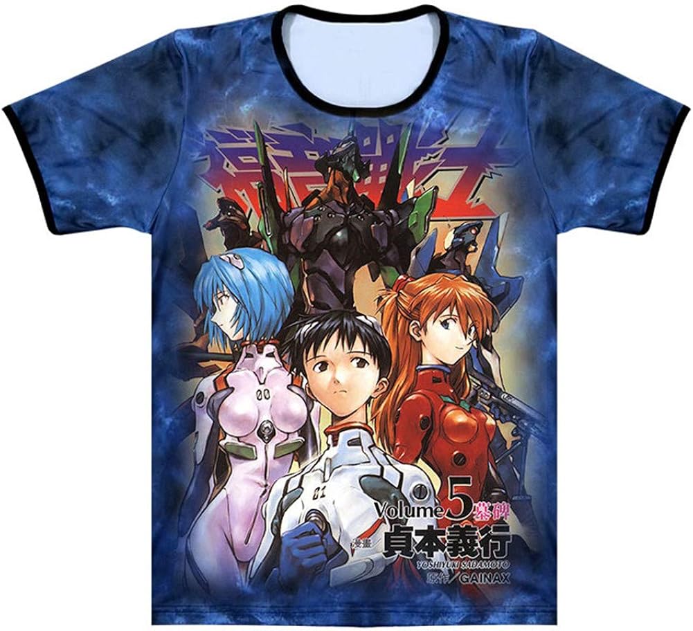Gumstyle Neon Genesis Evangelion EVA Anime Graphic Printed T-Shirt Cosplay Costume Adult Short Sleeve Tee