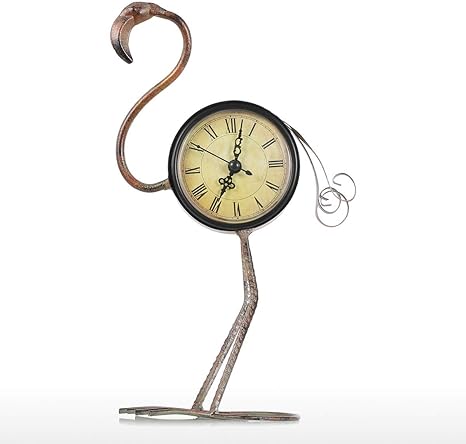 Amazon Shuiquan 装飾的な手作りの鉄フラミンゴ時計手作りのヴィンテージメタルフラミンゴ置物ミュート置時計ハウスホームルーム卓上インテリア 置き時計 掛け時計 オンライン通販