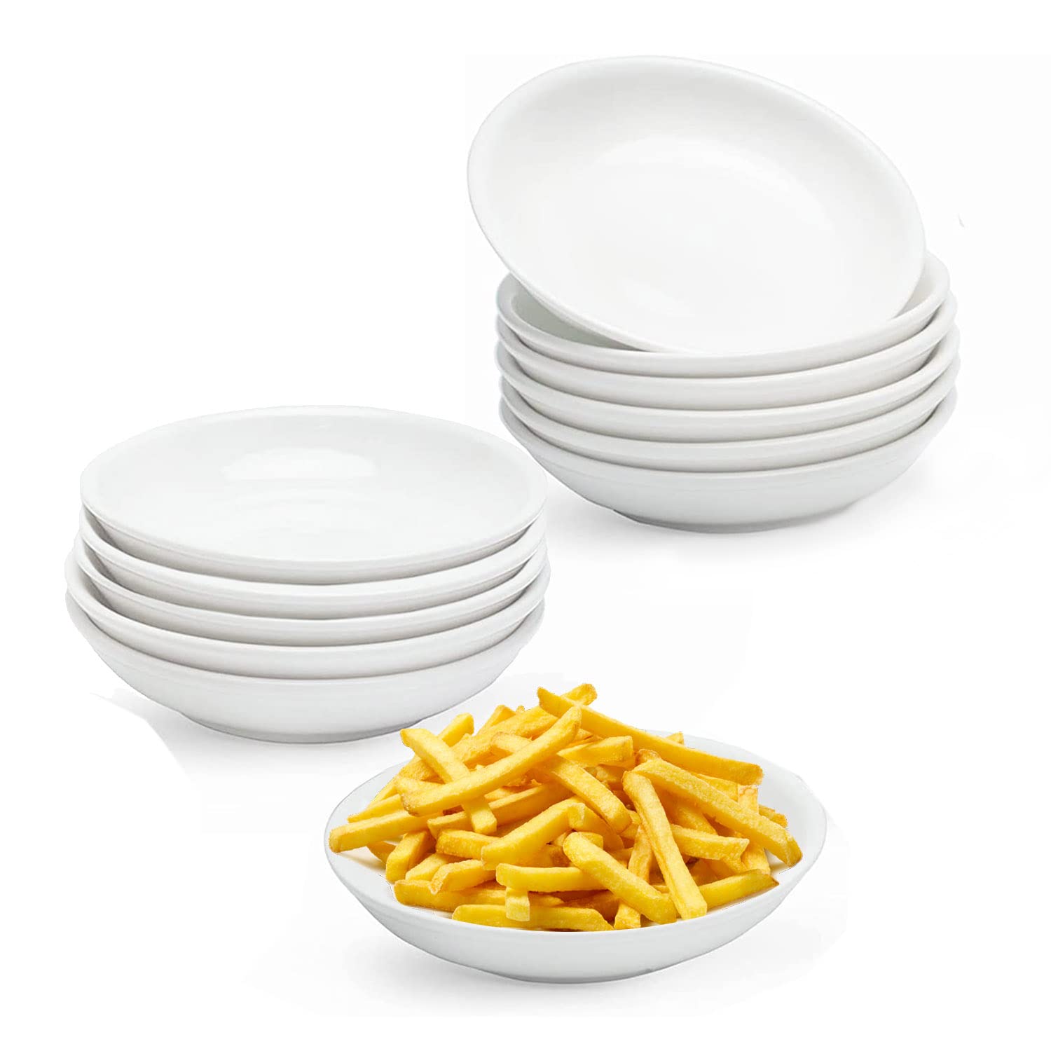ACONDE Round Sauce Bowl, 12pcs Small Bowls, for Snacks, Sauce, Condiments, Side Dishes, White