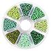 PandaHall Elite Mixed 8/0 Round Glass Seed Beads Diameter 3mm About 3600pcs Green with Box Set Value Pack