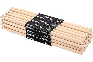 Suwimut 12 Pairs Drumsticks, Classic Maple 5B Oval Wood Tip Drum Sticks for Adults Kids and Beginners, Musical Instrument Percussion Accessories