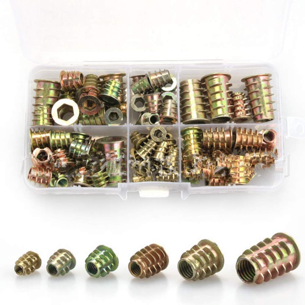Threaded Insert Nuts, 50 Pcs Hex Socket Screw Zinc Alloy Furniture Hex ...