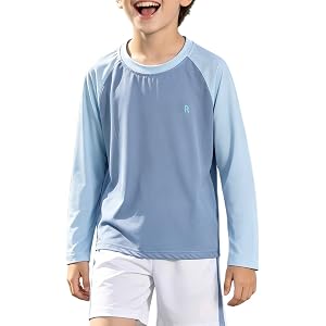 Unisex Kids Rash Guard SPF 50+ Long Sleeve Sun Shirt Quick Dry Reglan | Sleeve Athletic Fishing Shirts Tops 3-12 Years