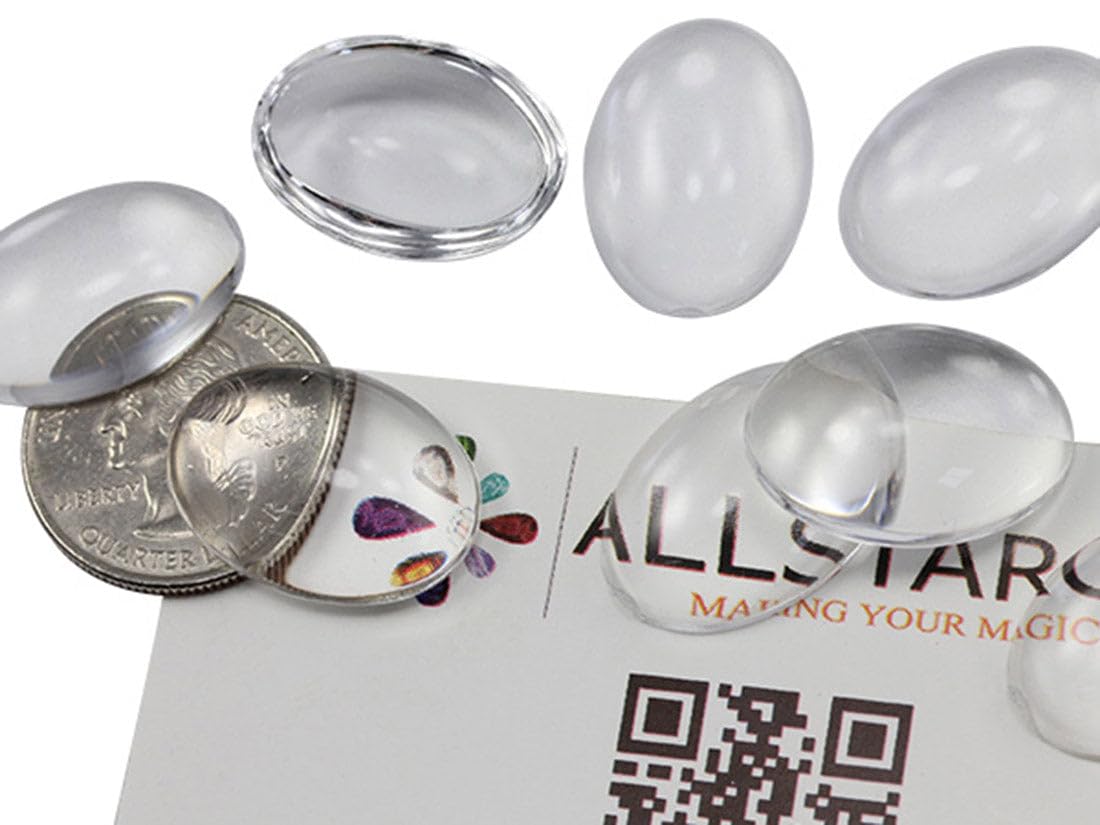 Allstarco 25x18mm Oval Clear Magnifying Acrylic Cabochons, Plastic Gems for Jewelry Making, DIY Earrings, Pendants - 25 Pieces