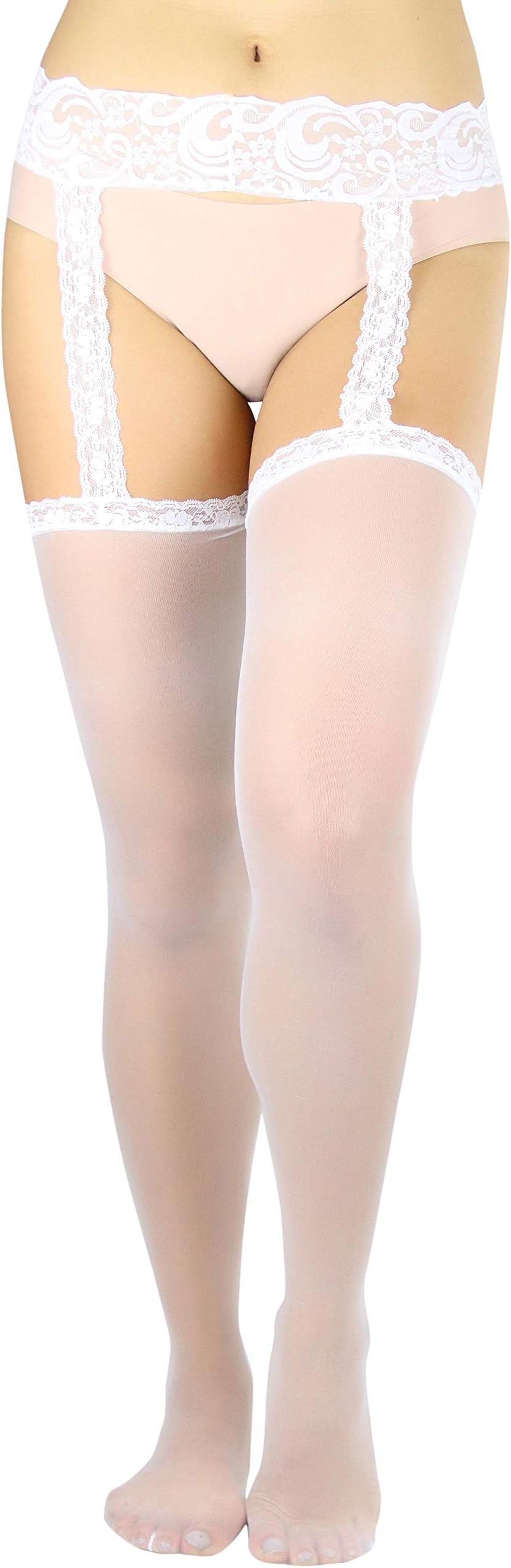 ToBeInStyle Women’s Attached Garter Belt Suspender Nylon Stocking Pantyhose