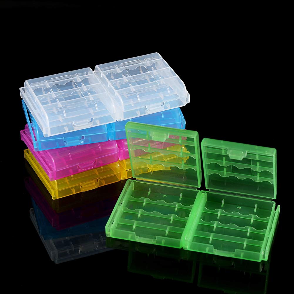 Diyeeni Battery Storage Box Five Colors,Multifunctional Transparent Hard Plastic Case,Battery Holder Suitable For AA/AAA Battery