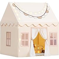 Wilwolfer Kids Tent with Mat, Star Lights, Banner -Tent for Kids Indoor Playhouse Toddler Tent Kids Play Tent for Ages 4-8 Gi