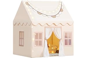 Wilwolfer Kids Tent with Mat, Star Lights, Banner -Tent for Kids Indoor Playhouse Toddler Tent Kids Play Tent for Ages 4-8 Gi