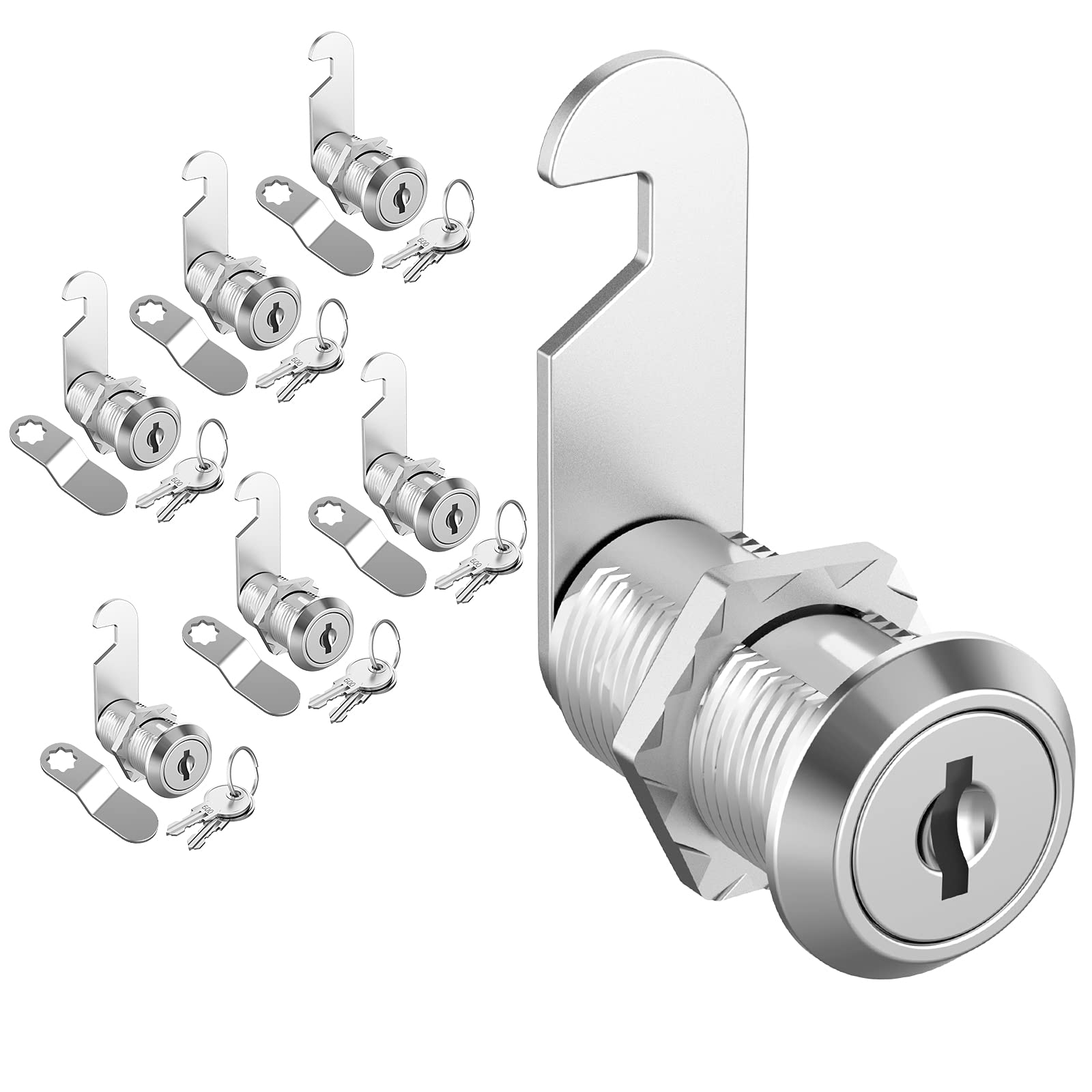 inBovoga 6 Pack Cabinet Locks with Keys, 1-1/8" Cam Lock Keyed Alike, Mailbox Lock Secure Drawer Tool Box RV Storage Door, Zinc Alloy