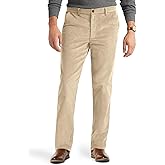 PLEPAN Men's Corduroy Pants - Casual Classic Fit Stretch Elastic Waist Dress Pants