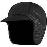 ROCKBROS Winter Cycling Caps for Men Women Windproof Cycling Hat with Sun Visor Under Helmet Liner Black