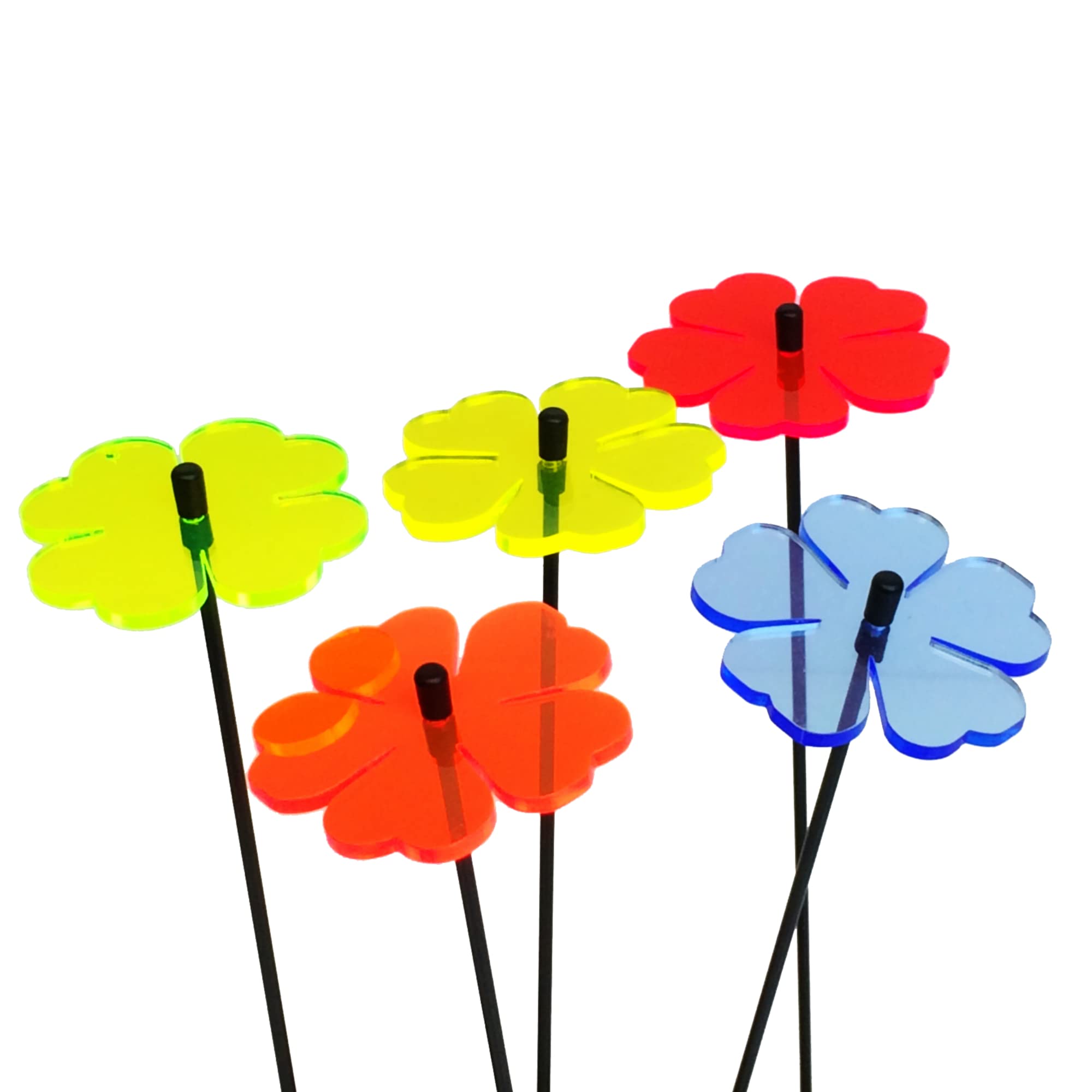 Sun Catcher Garden Decor Glowing Double Blossoms Ornaments Set of 5 Garden Stakes 25cm/9.8 inches high Indoor Outdoor Yard Gardeners Gift, Colour:mixed colours