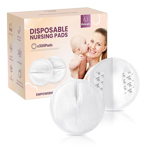 OVLOSPA ULTRA-ABSORBENT DISPOSABLE NURSING PADS,SUPER SOFT & BREATHABLE BREAST PADS,MAKE THE BREASTS LIGHT AND STAY DRY,BREASTFEEDING ESSENTIALS FOR MOMS,300 COUNT