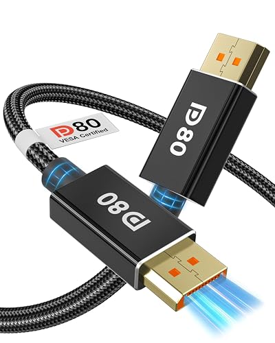 80Gbps DisplayPort Cable 2.1 6.6FT [VESA Certified], DP80 [16K@60Hz, 8K ...
