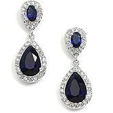 Mariell Sapphire Cubic Zirconia Teardrop Earrings for "Something Blue" Bridal or September Birthstone