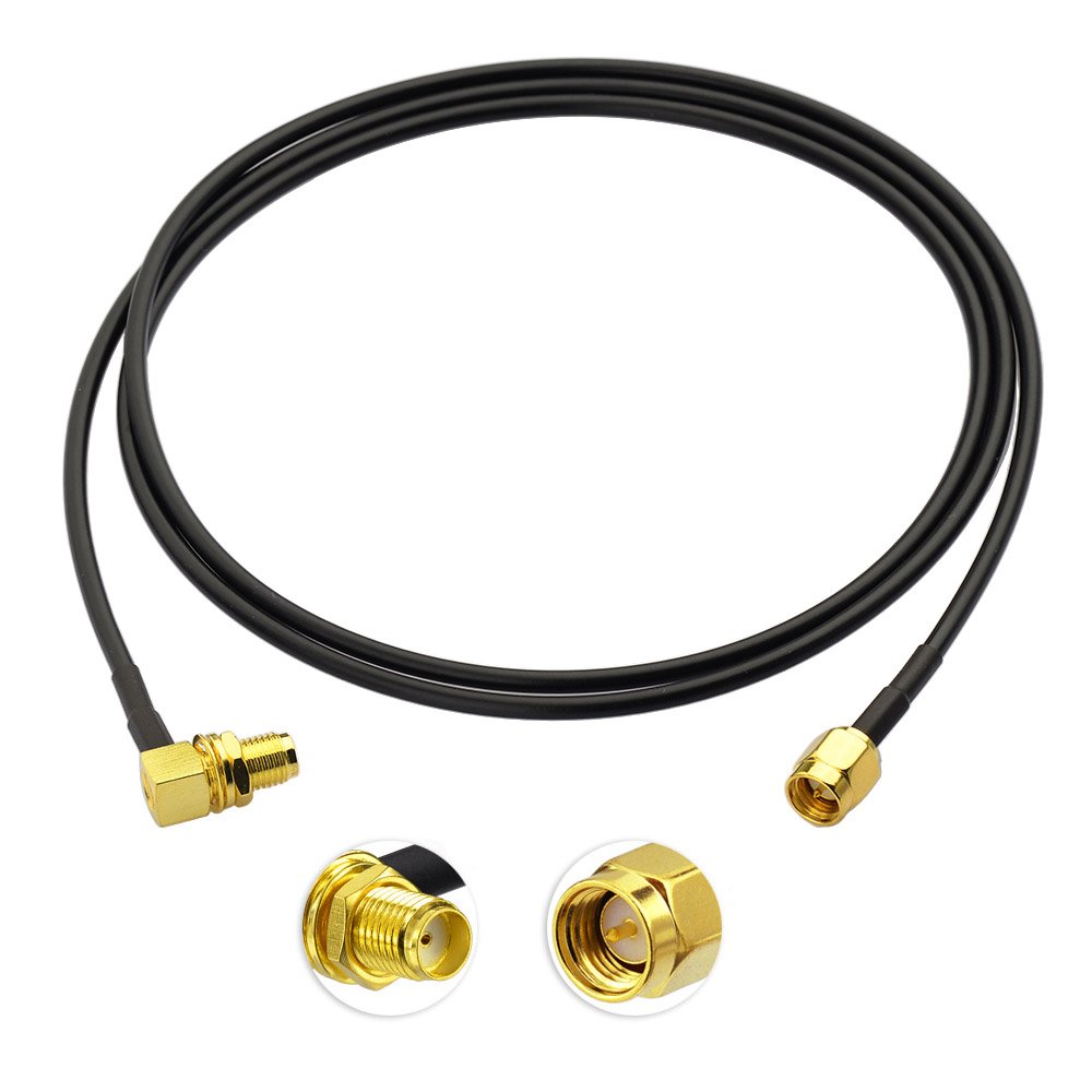 Bingfu 1Meter RG174 4G LTE Antenna Extension Cable SMA Male to SMA Female Right Angle Aerial Extension Cable for 4G LTE Antenna Extension Wlan FPV Homematic CCU2 CC1101 DAB Radio Baofeng
