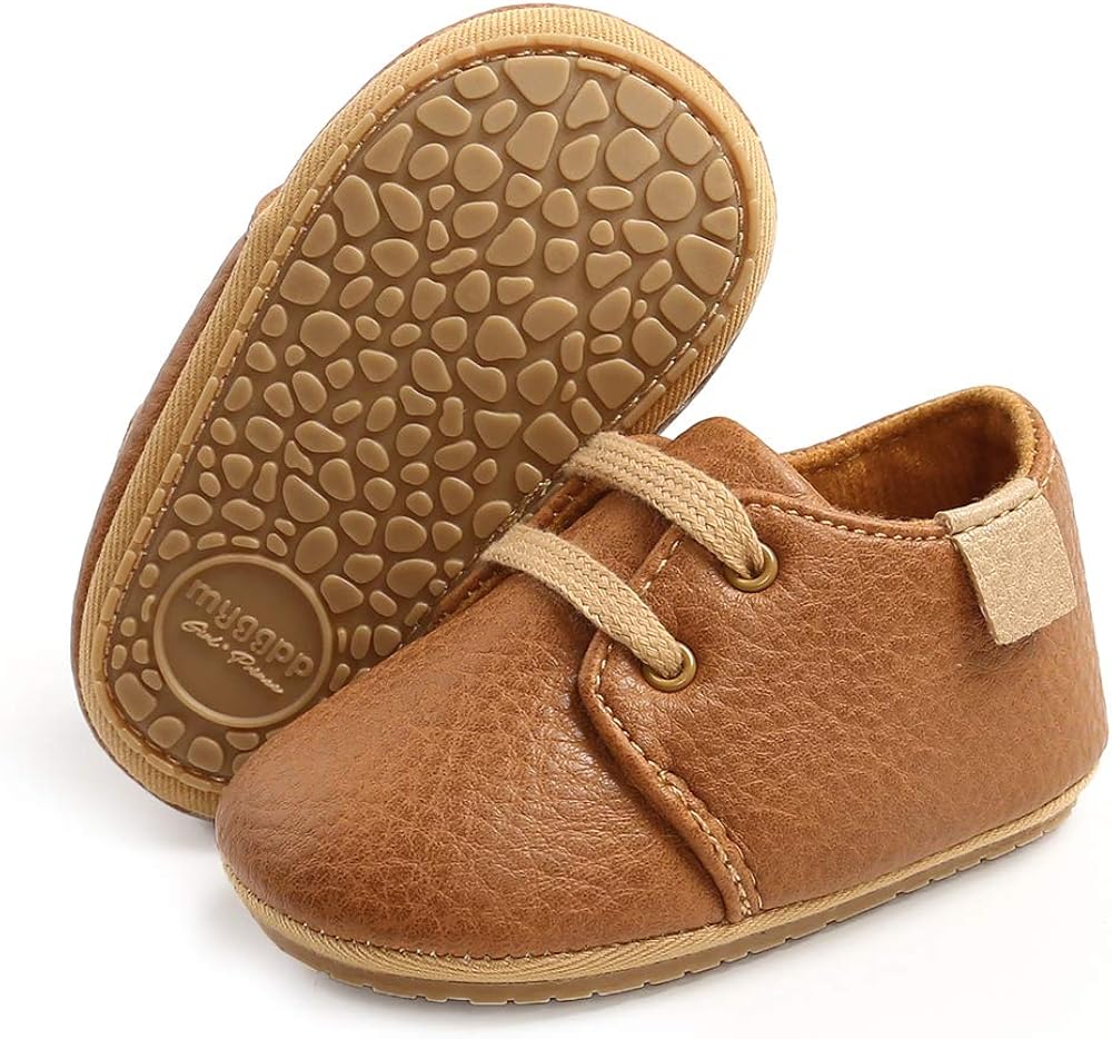  | SOFMUO Baby Boys Girls Lace Up Leather Sneakers Soft Rubber Sole Infant Moccasins Newborn Oxford Loafers Anti-Slip Toddler Wedding Uniform Dress Shoes | Sneakers