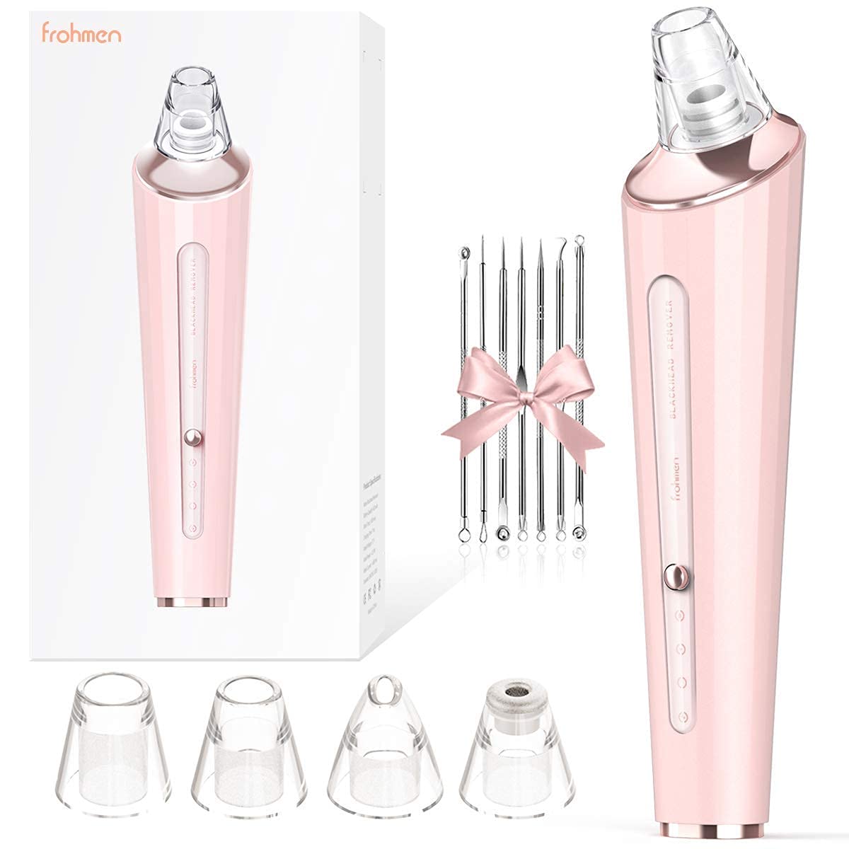 Frohmen Blackhead Remover Vacuum Professional Pore Vacuum Cleaner electric Acne Comedone Extractor machine Blackhead Remover Tool Kit USB Rechargeable Adjustable Suction 4 replaceable probes