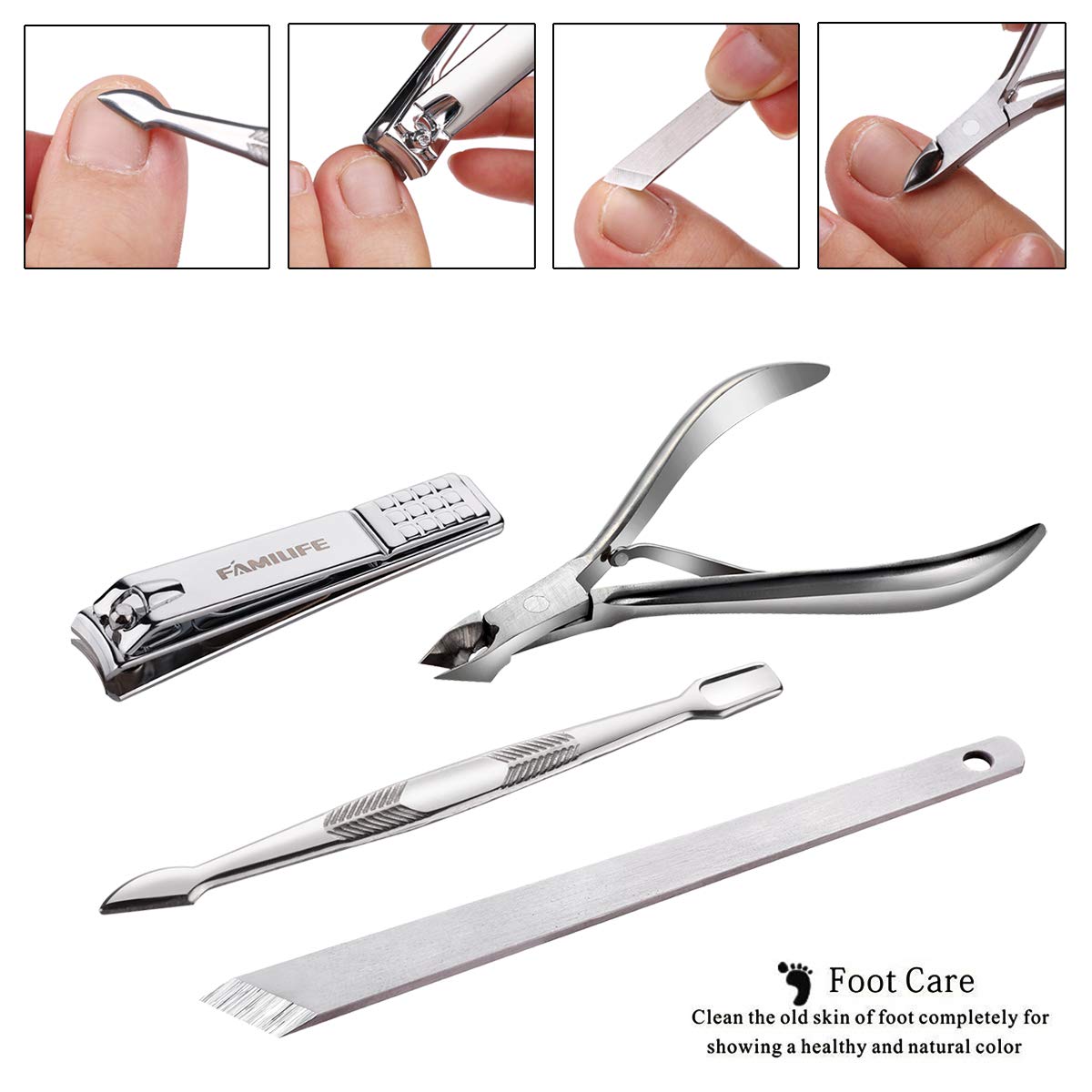 FAMILIFE F03 Manicure Set, Pedicure Kit Nail Clipper Set 13pcs Professional Men Grooming Kit Stainless Steel Portable Travel Nail Kit Women : Beauty