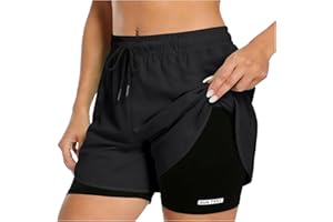 2 in 1 Shorts for Women 2026 Black Liner Shorts Athletic Gym Running Short Pant Quick Dry High Waist Short with Pocket