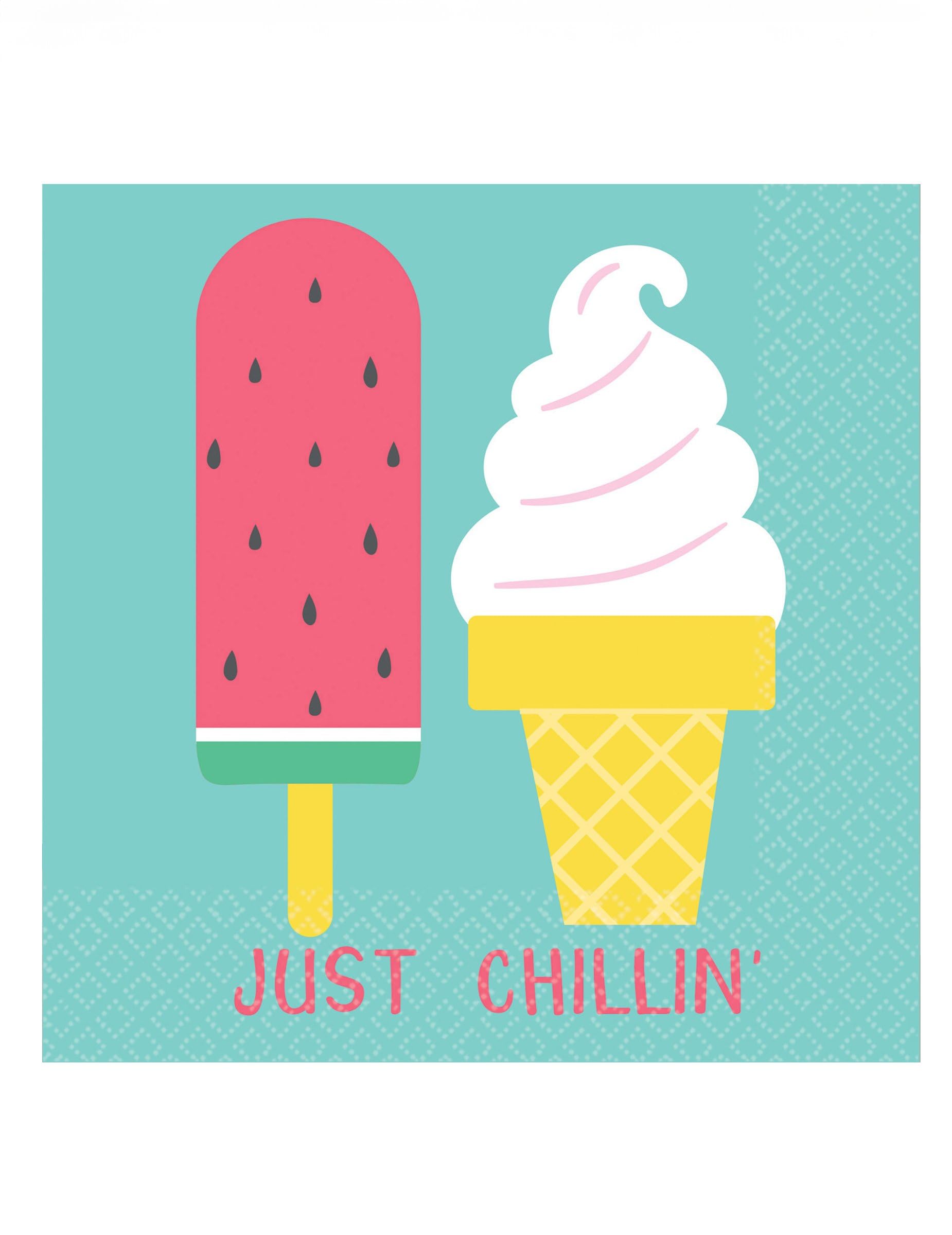 Amscan 502759 - Just Chillin' Summer Party Ice Cream Beverage Napkins - 16 Pack