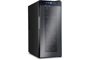 Ivation 12 Bottle Red And White Wine Thermoelectric Wine Cooler/Chiller Counter Top Wine Cellar with Digital Temperature Display, Freestanding Refrigerator Smoked Glass Door Quiet Operation Fridge