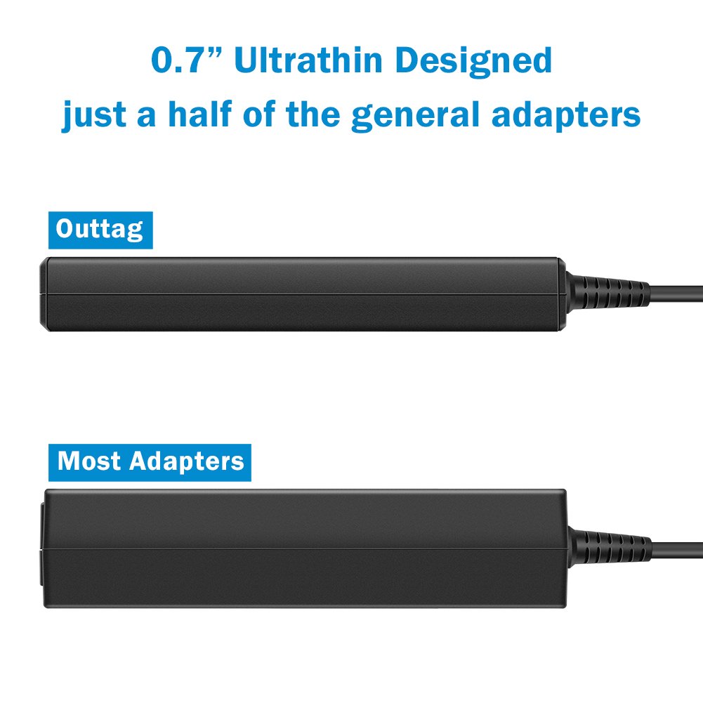 Outtag Ultrathin Laptop AC Adapter Charger Replacement 65W 45W for Hp Spectre X360;Stream 11 13 14; Elitebook Folio 1040 G1 G2 G3; Split 13 Pavilion X360 M3; Touchsmart 15 13 M6 250 255 355 455 G3 G4