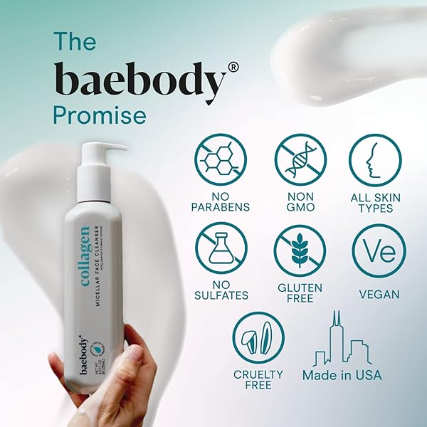 BAEBODY CLEANSING MILK FOR FACE – VEGAN FACIAL CLEANSER FOR WOMEN AND MEN – MICELLAR MAKEUP REMOVER – MILK CLEANSER FACE WASH (8 FL OZ)