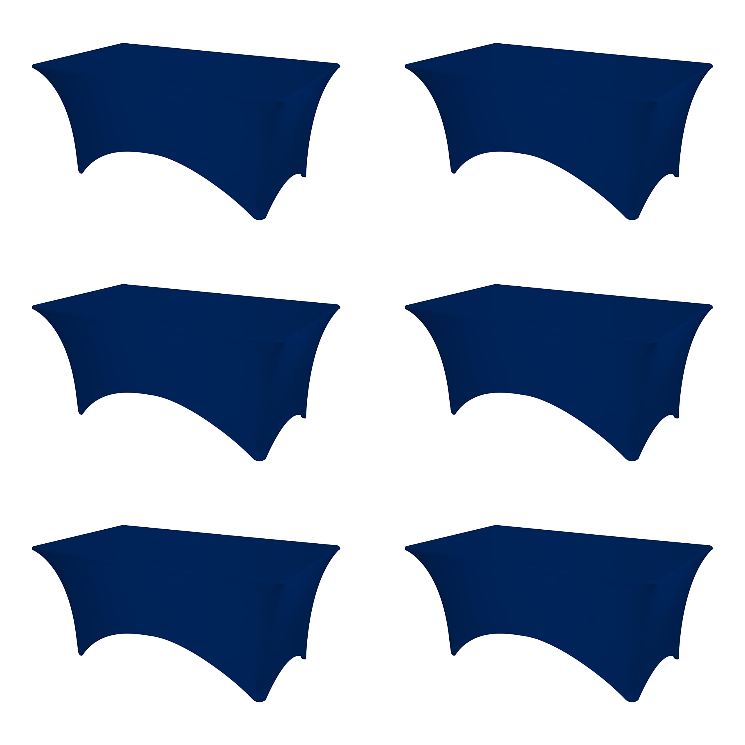Photo 1 of BRILLMAX 6 Pack Navy Blue Fitted Spandex Table Covers - 6Ft Stretch Tablecloths for 6 Foot Rectangle Folding Tables Rectangular Bulk Linen Fabric Elastic for Wedding Banquet Party Buffet Display